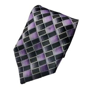 PLATINUM Designs Men's Necktie Silk Purple Black 100% Silk 65 Inch Long